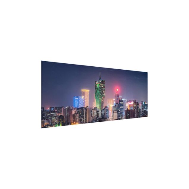 Tavlor arkitektur och skyline Illuminated Night In Macao