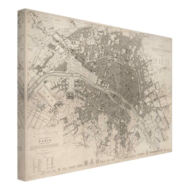 Canvastavlor Arkitektur och Skyline Vintage Map Paris
