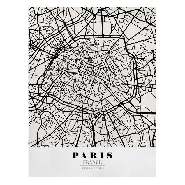 Canvastavlor världskartor Paris City Map - Classic
