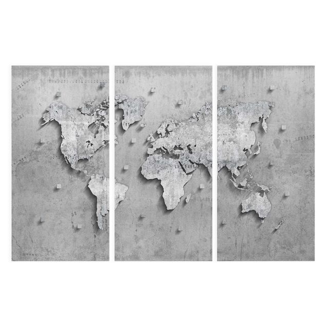Canvastavlor världskartor Concrete World Map