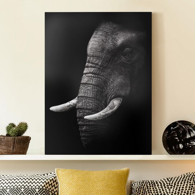 Canvastavlor elefanter Dark Elephant Portrait