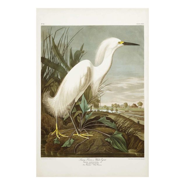 Glastavlor landskap Vintage Board White Heron I