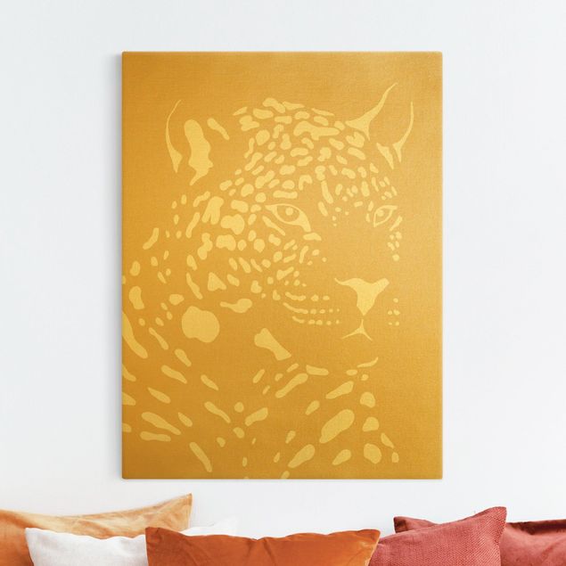 Canvastavlor djur Safari Animals - Portrait Leopard Beige