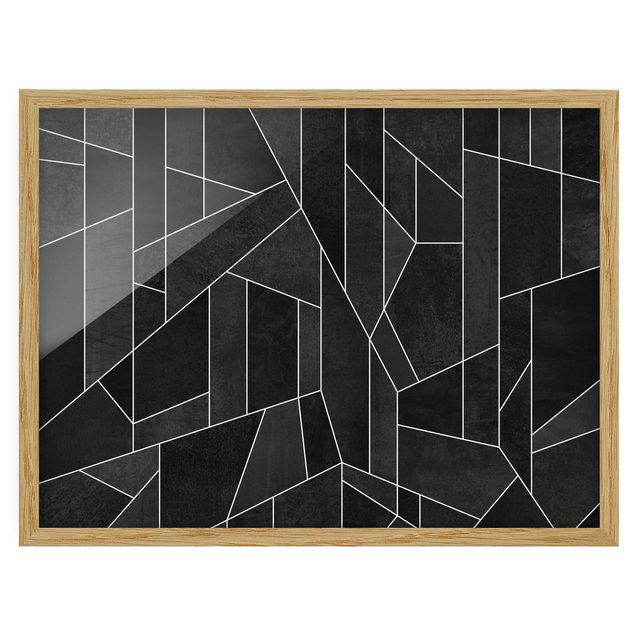 Tavlor med ram abstrakt Black And White Geometric Watercolour