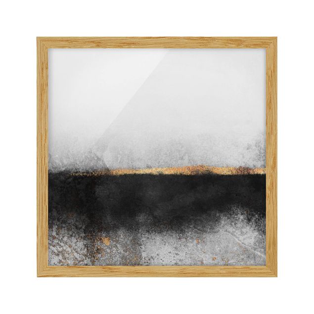 Tavlor med ram abstrakt Abstract Golden Horizon Black And White