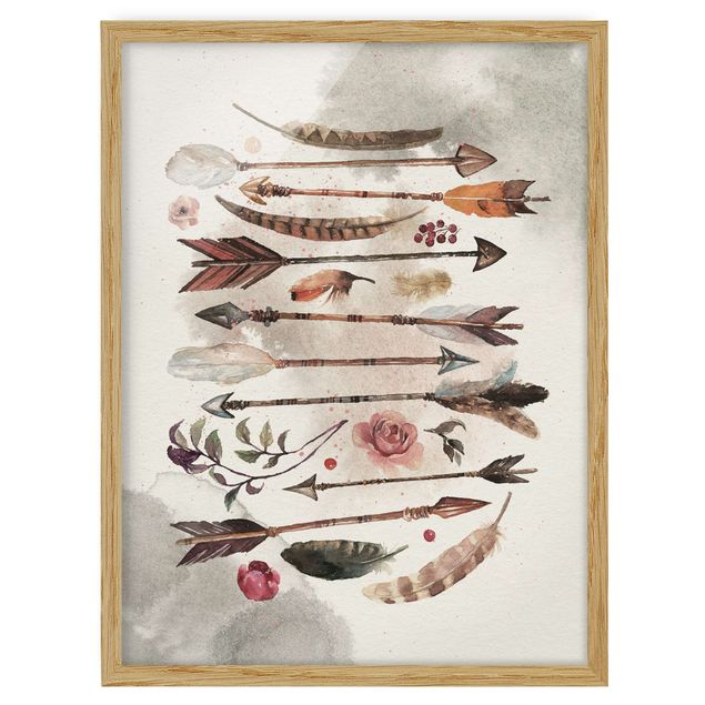 Tavlor modernt Boho Arrows And Feathers - Watercolour