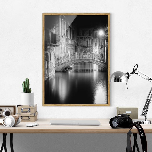 Tavlor med ram svart och vitt Bridge Venice