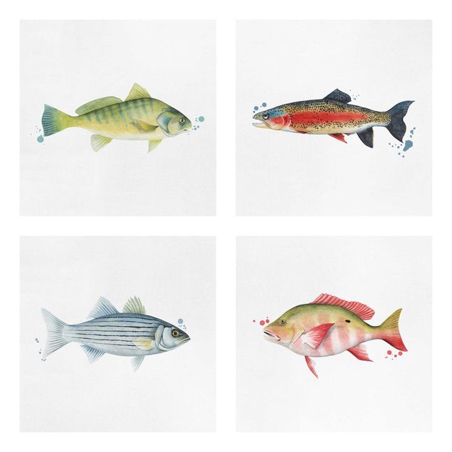Canvastavlor djur Ink Trap - Fish Set I