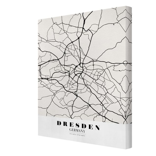 Tavlor svart och vitt Dresden City Map - Classical