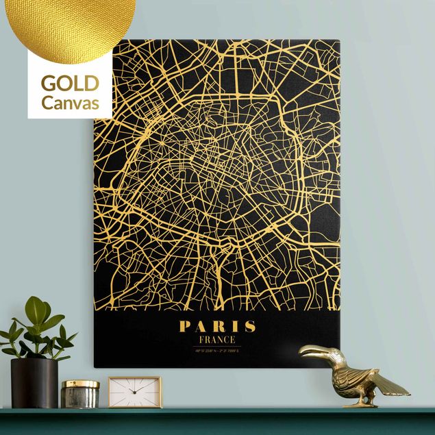Canvastavlor Paris Paris City Map - Classic Black