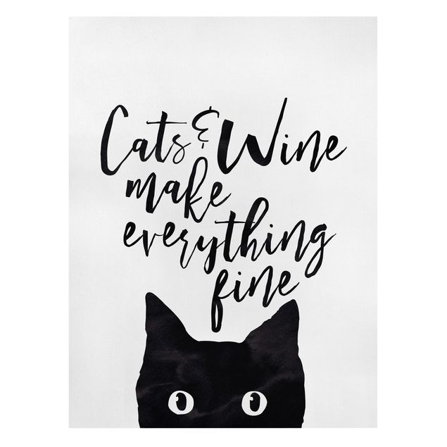 Canvastavlor ordspråk Cats And Wine make Everything Fine