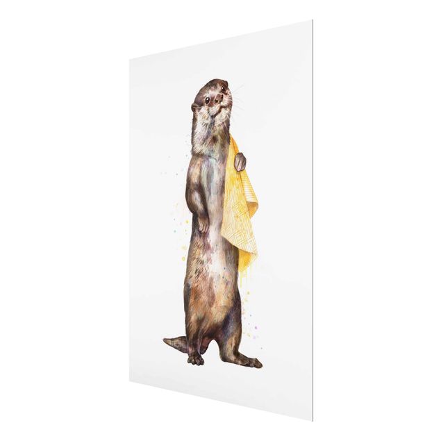 Tavlor brun Illustration Otter With Towel Painting White