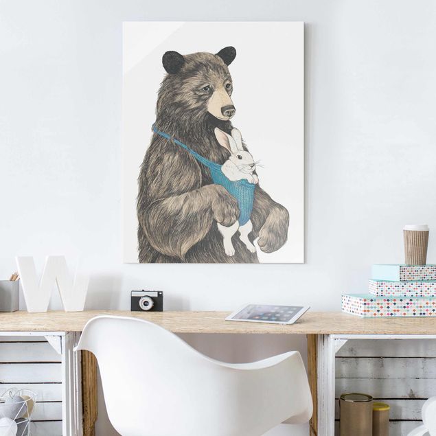 Tavlor björnar Illustration Bear And Bunny Baby