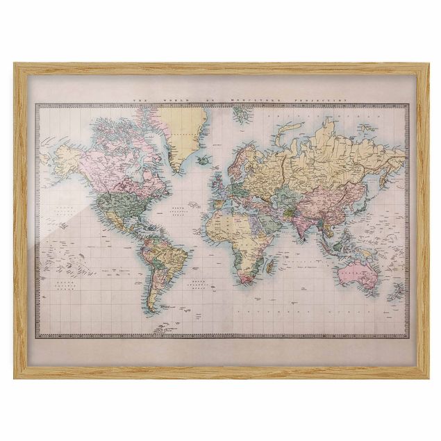 Tavlor världskartor Vintage World Map Around 1850