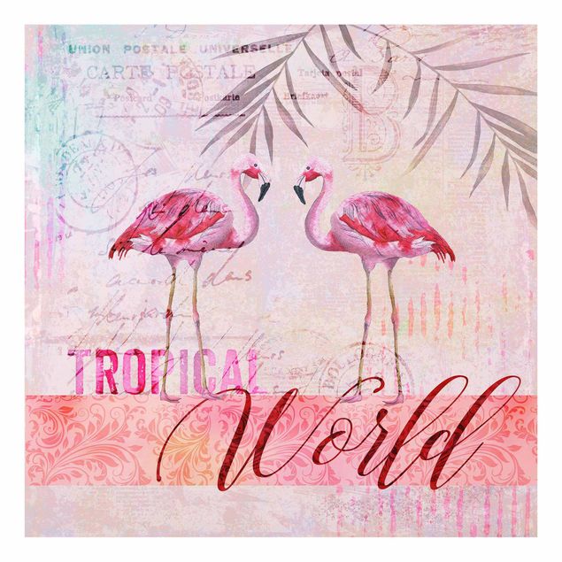 Tavlor Andrea Haase Vintage Collage - Tropical World Flamingos