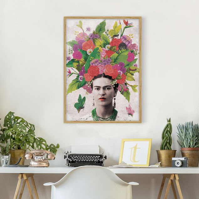 Tavlor med ram konstutskrifter Frida Kahlo - Flower Portrait