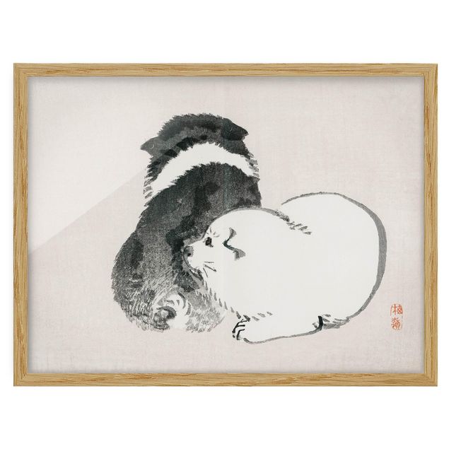 Tavlor med ram vintage Asian Vintage Drawing Black And White Pooch