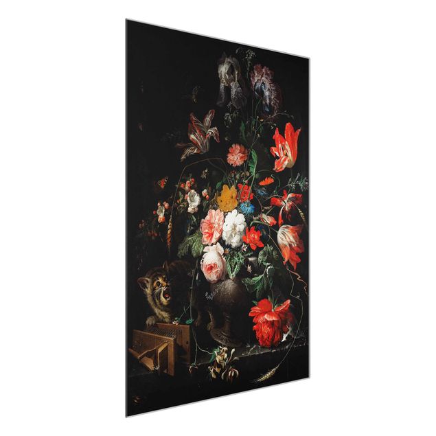 Glastavlor blommor  Abraham Mignon - The Overturned Bouquet