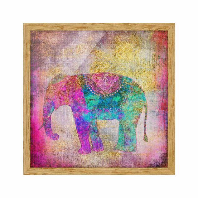 Tavlor konstutskrifter Colourful Collage - Indian Elephant