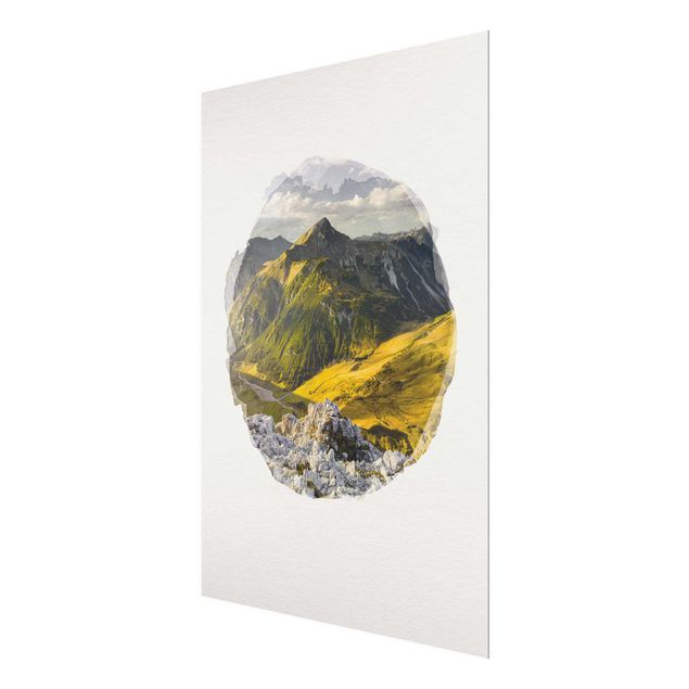 Glastavlor landskap WaterColours - Mountains And Valley Of The Lechtal Alps In Tirol
