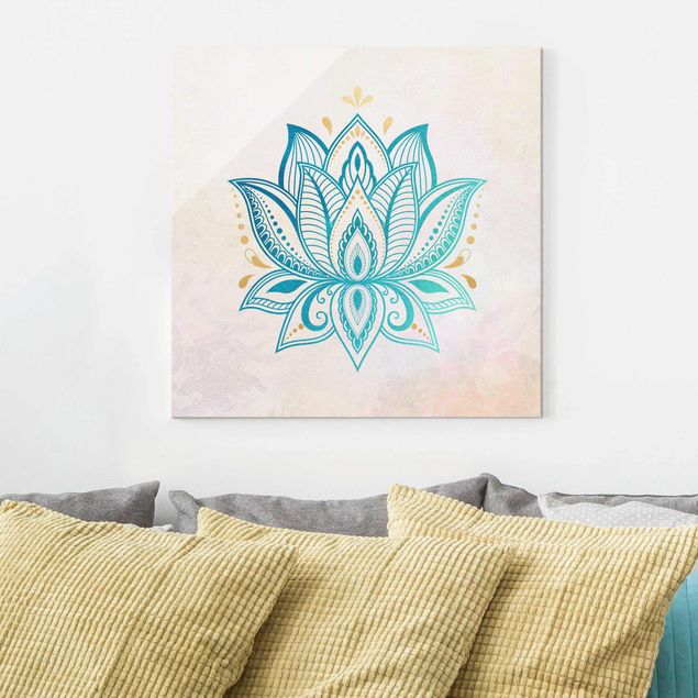 Kök dekoration Lotus Illustration Mandala Gold Blue