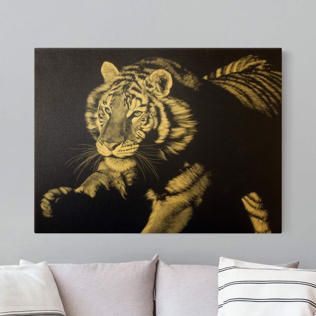 Tavlor tigrar Tiger In The Sunlight On Black