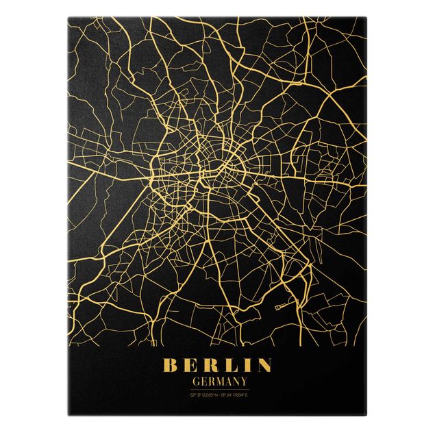 Tavlor svart Berlin City Map - Classic Black