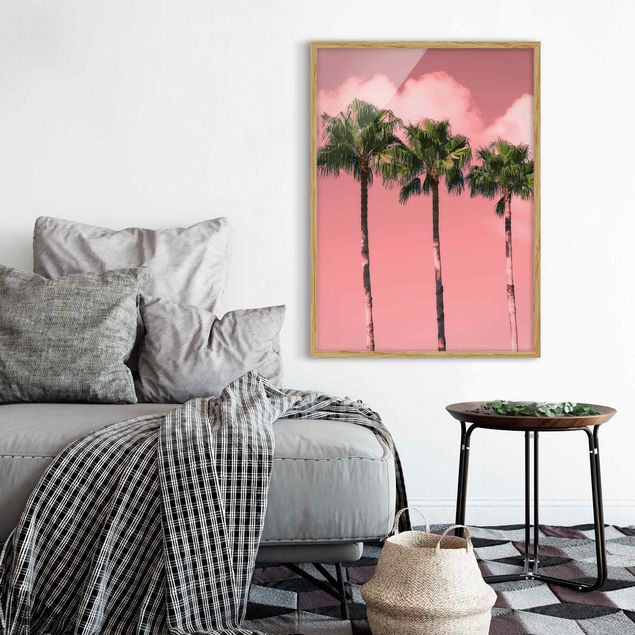 Tavlor med ram blommor  Palm Trees Against Sky Pink