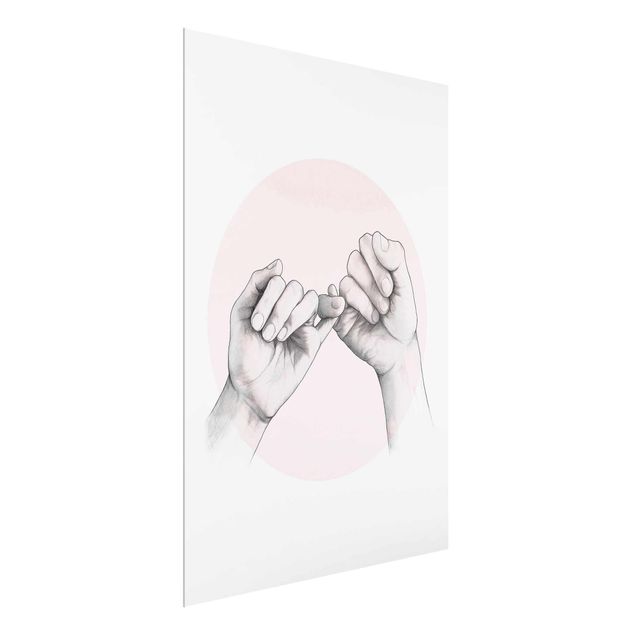 Tavlor kära Illustration Hands Friendship Circle Pink White