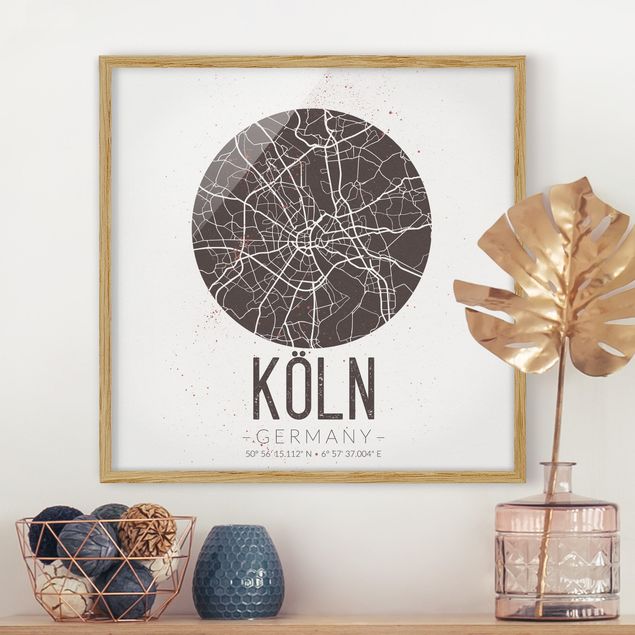 Kök dekoration Cologne City Map - Retro