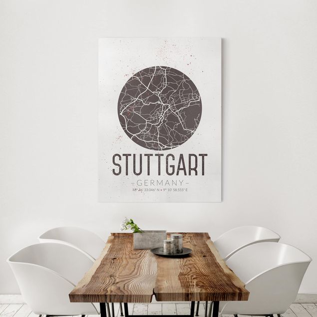 Canvastavlor världskartor Stuttgart City Map - Retro