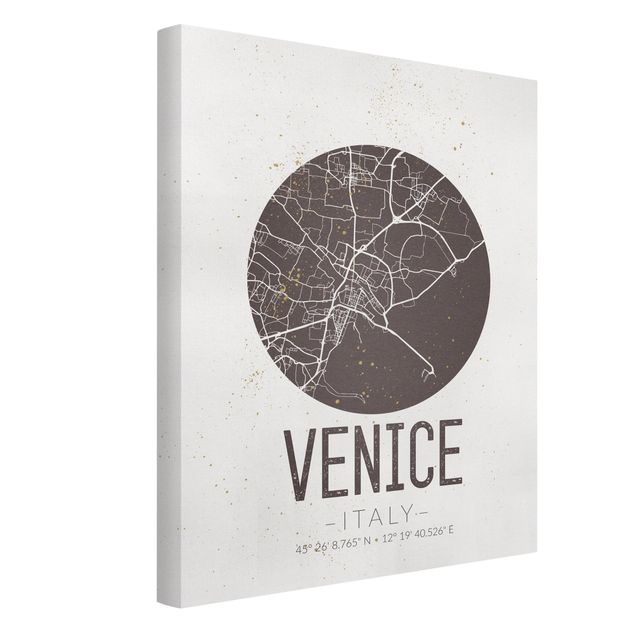 Canvastavlor världskartor Venice City Map - Retro