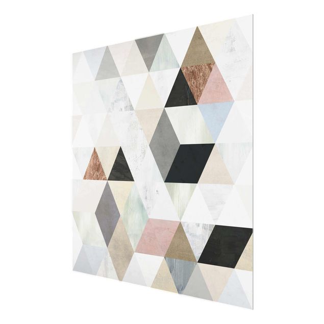 Glas Magnetboard Watercolour Mosaic With Triangles I