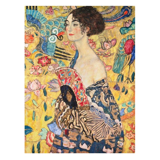 Canvastavlor konstutskrifter Gustav Klimt - Lady With Fan