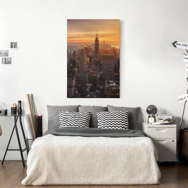 Canvastavlor New York Manhattan Skyline Evening