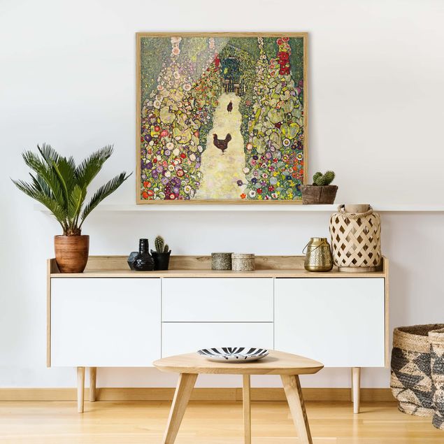 Tavlor med ram konstutskrifter Gustav Klimt - Garden Path with Hens