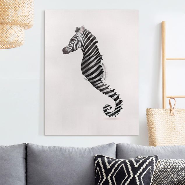 Canvastavlor fisk Seahorse With Zebra Stripes