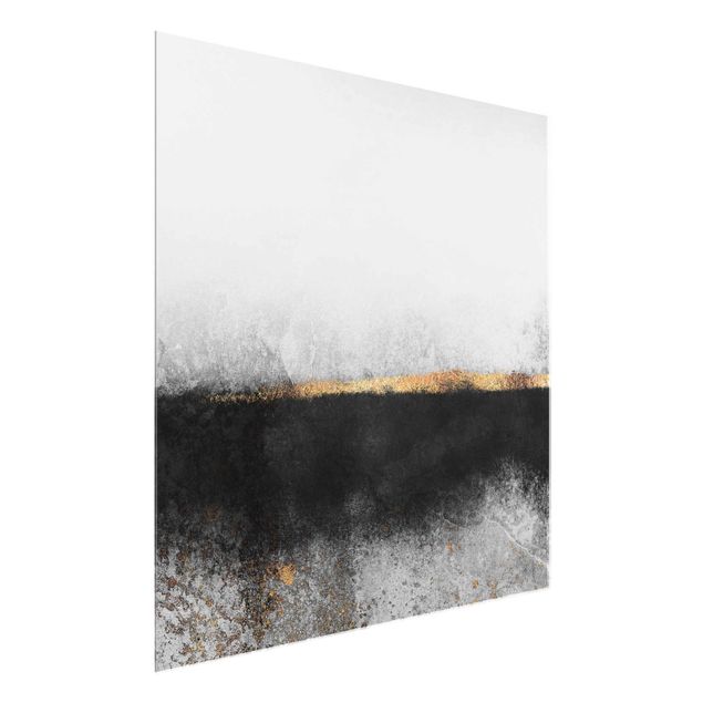 Glastavlor abstrakt Abstract Golden Horizon Black And White