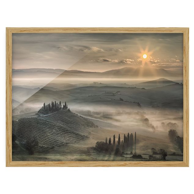 Tavlor med ram landskap Tuscany-Morning