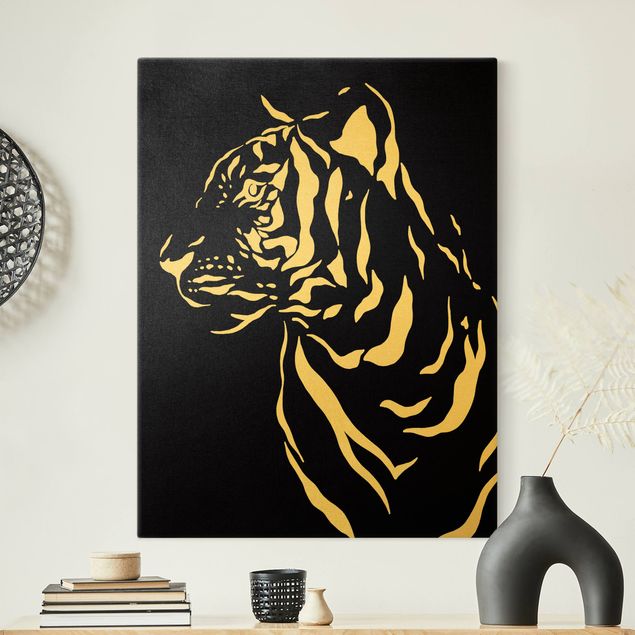 Leinwand Gold Safari Animals - Portrait Tiger Black