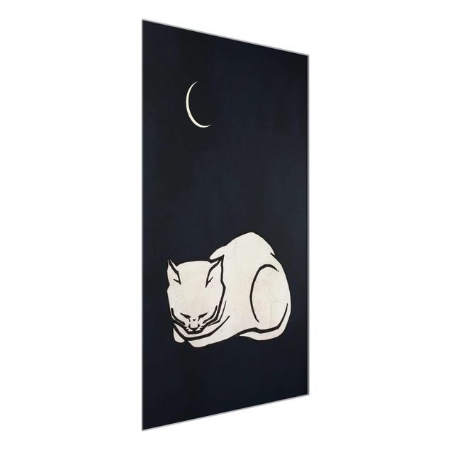 Glastavlor djur Sleeping Cat Illustration