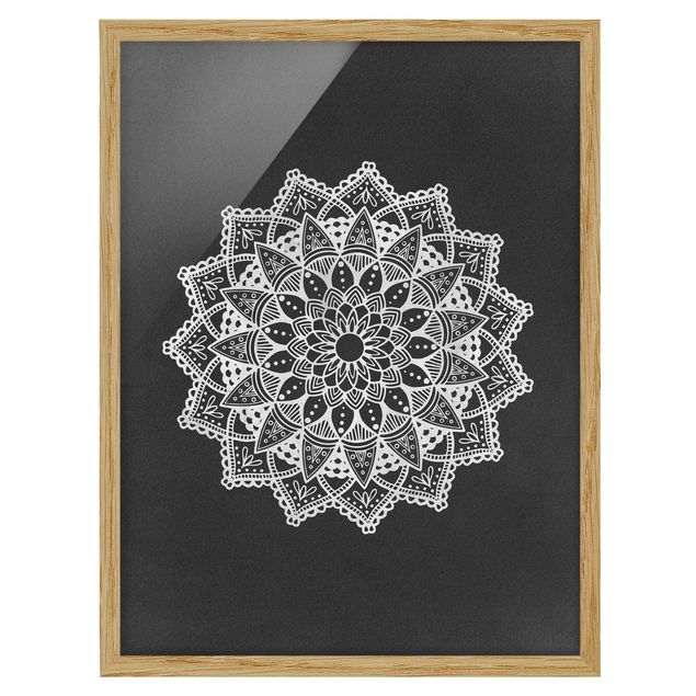 Tavlor mönster Mandala Illustration Ornament White Black