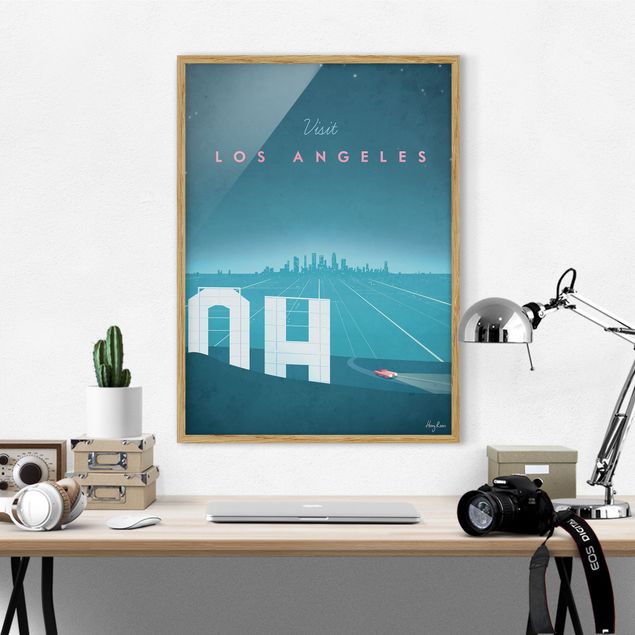 Tavlor med ram konstutskrifter Travel Poster - Los Angeles
