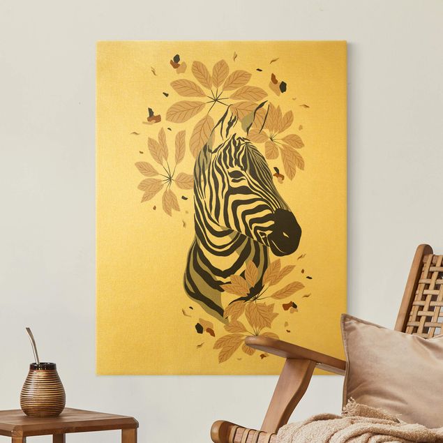Canvastavlor zebror Safari Animals - Portrait Zebra