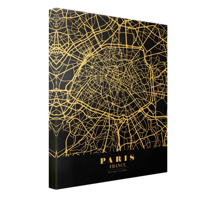 Tavlor svart och vitt Paris City Map - Classic Black