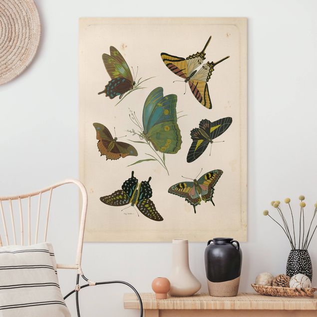 Kök dekoration Vintage Illustration Exotic Butterflies