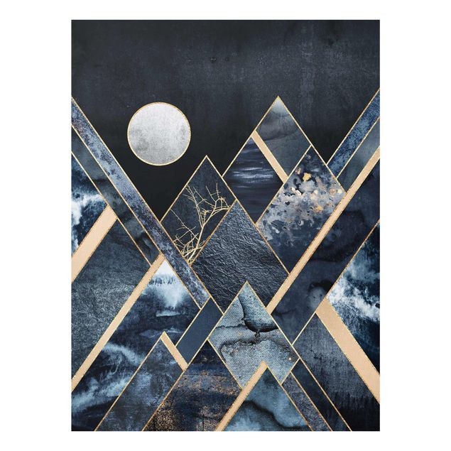Glastavlor abstrakt Golden Moon Abstract Black Mountains