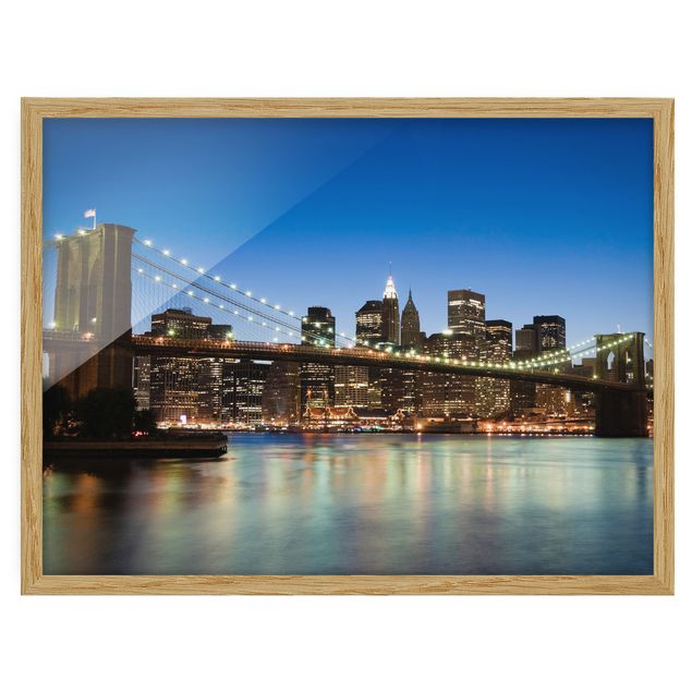 Tavlor arkitektur och skyline Brooklyn Bridge In New York