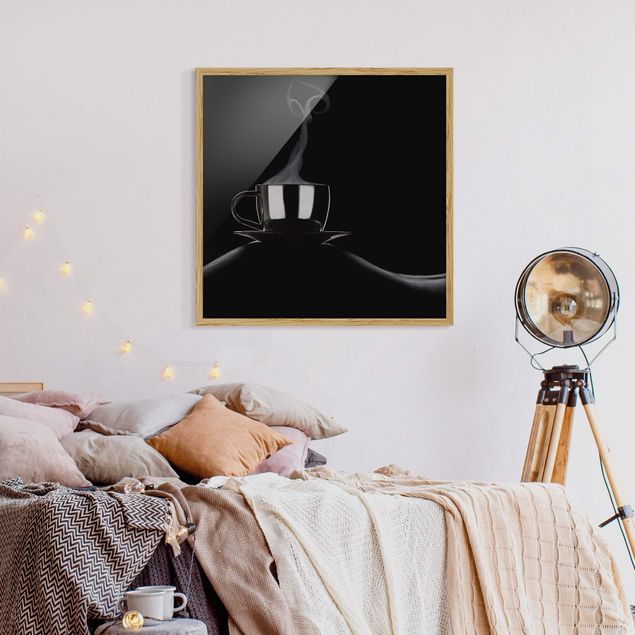 Tavlor med ram svart och vitt Coffee in Bed