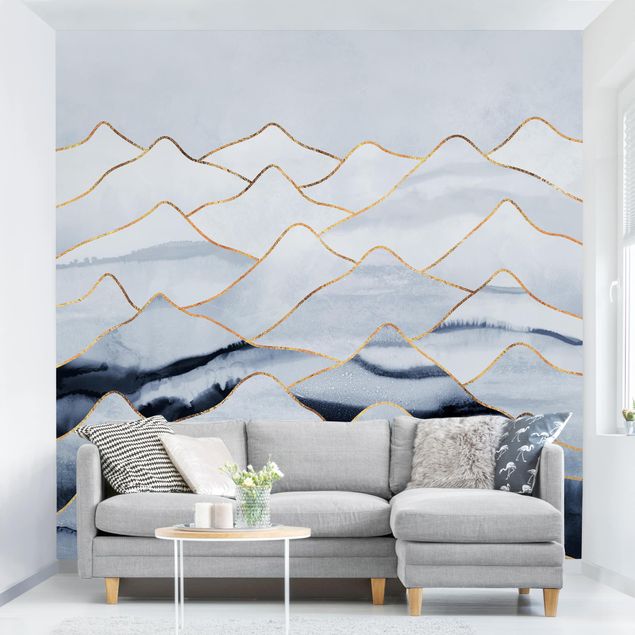 Kök dekoration Watercolour Mountains White Gold